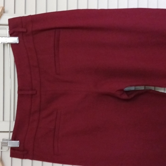 HELMUT Lang Pixel Suiting Wool Woven Skinny Pants, Wine Burgundy, Size 4 - Picture 6 of 11